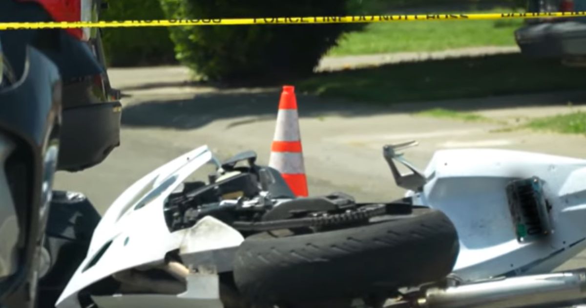 Motorcycle on the ground at Northgate Boulevard crash scene South Natomas Sacramento